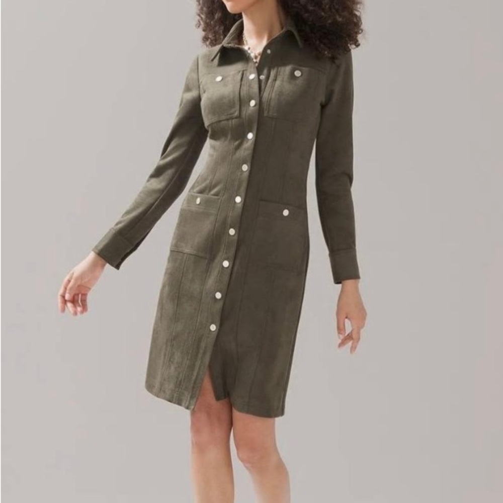 NWT White House Black Market Size 6 Vegan Swede Shirtdress/Jackets.